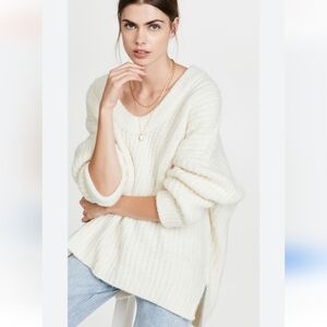 Free People Cream V-Neck Sweater